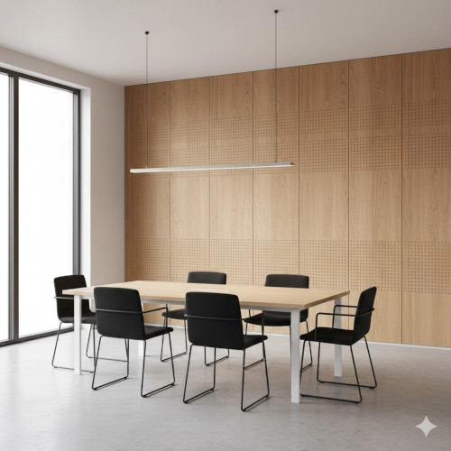 Акустические панели под дерево в переговорной комнате