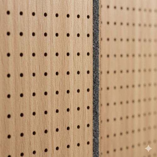 Перфорированный МДФ: деревянные панели с акустическими свойствами крупным планом